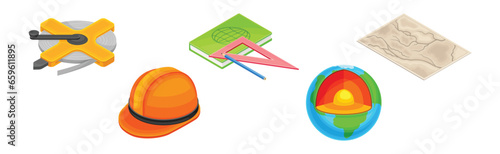 Geology and Earth Exploration Scientific Geological Tools Vector Set