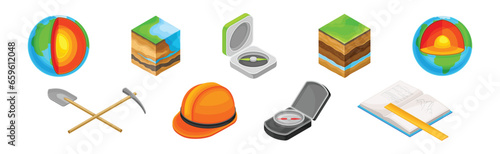 Geology and Earth Exploration Scientific Geological Tools Vector Set