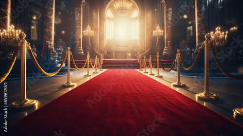 Red carpet rolling out in front of glamorous movie premiere background photo