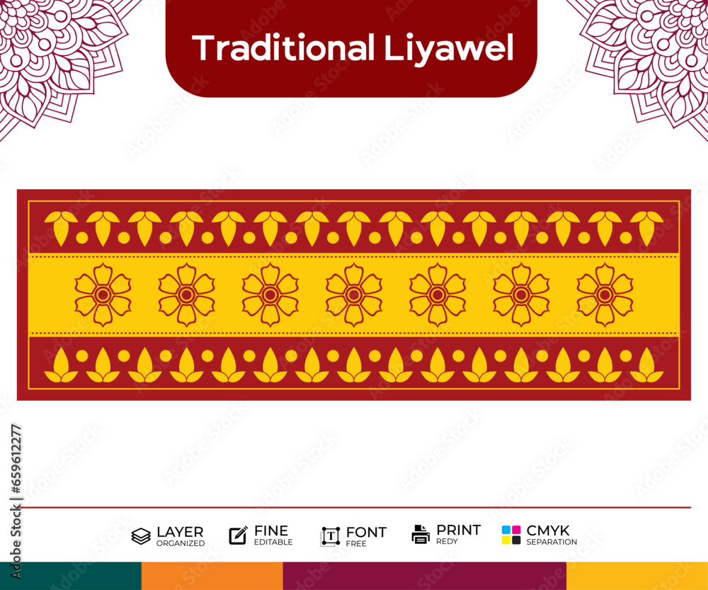 Sri Lanka Liyawel template design , Traditional illustration vector art editable