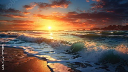 Beach shore at sunrise © AdriFerrer