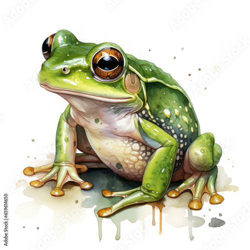 watercolor Frog clipart  generative ai
