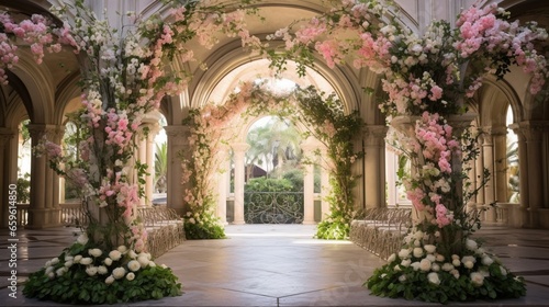 Imagine saying "I do" in a breathtaking outdoor wedding venue adorned with intricate floral arrangements and arches that scream opulence. © ZUBI CREATIONS