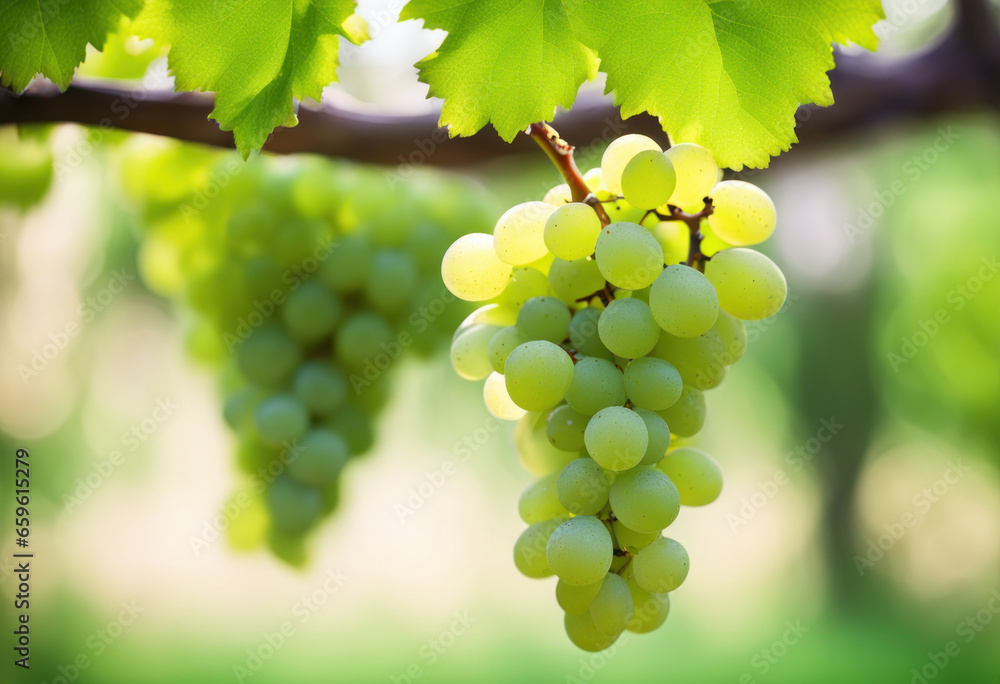 Naklejka premium Bunch of green grapes. Generated by AI