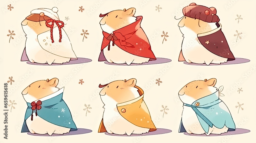 Cute cartoon capybara kawaii vector illustration. Flat cartoon style isolated sticker