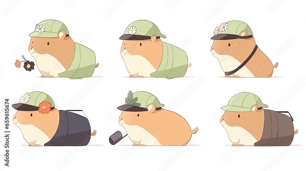 Cute cartoon capybara kawaii vector illustration. Flat cartoon style isolated sticker
