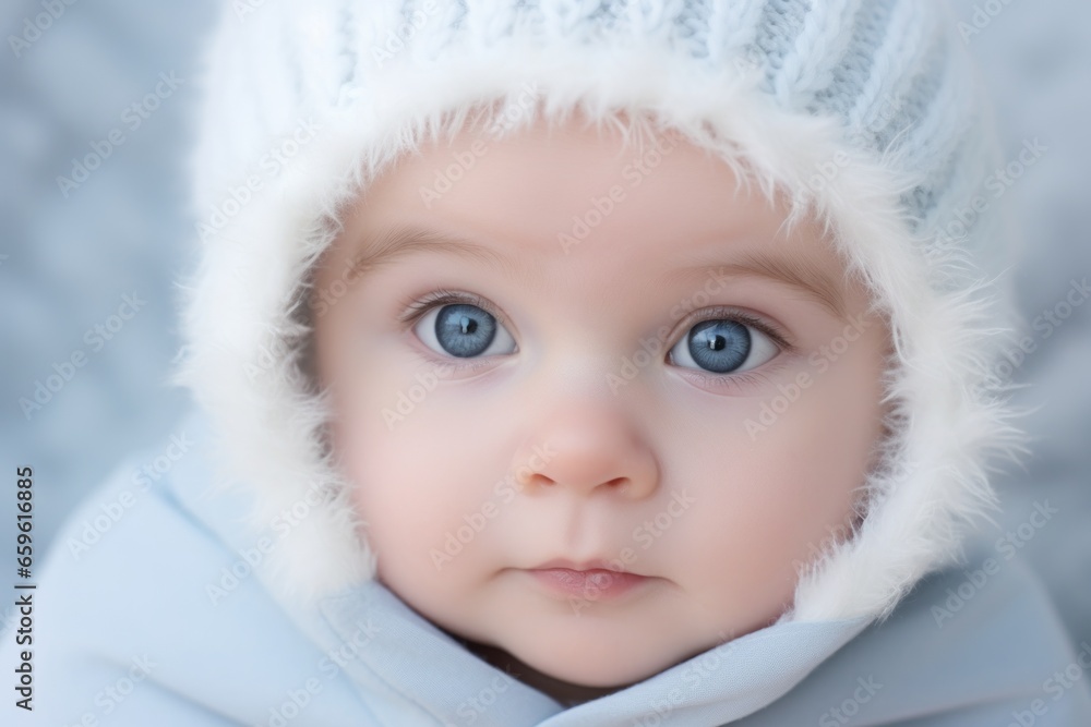 Cute portrait of a little child, close-up. Adorable baby face portrait with blue eyes. Childhood banner, generated by AI Cute portrait of a little child, close-up. Adorable baby face portrait with blue eyes. Childhood banner, generated by AI