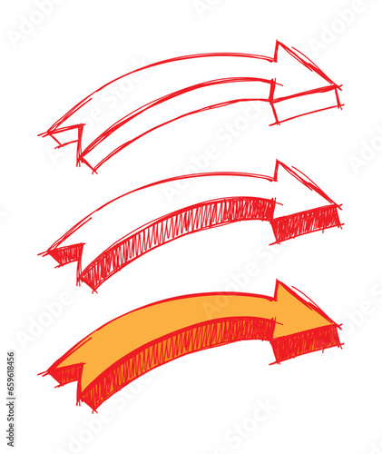 hand drawn arrow symbol set. 3d arrow symbol