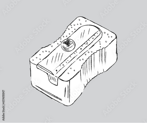 hand drawn black and white sharpener tool