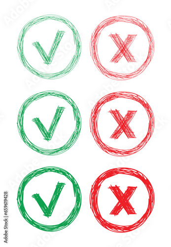 Free Download hand drawn check mark and cancel sign. scribble check and cancel sign - GFXLoad