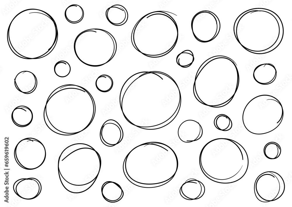 hand drawn circle set. scribble circle, circle shapes