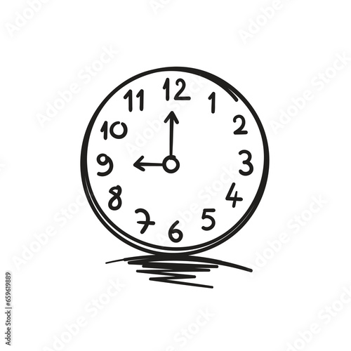 hand drawn clock on white background