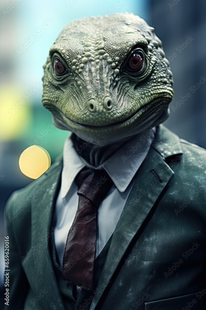 Lizzard wearing business suit. Ai generative Lizzard wearing business suit. Ai generative