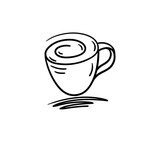 hand drawn coffee, teacup. doodle coffee cups
