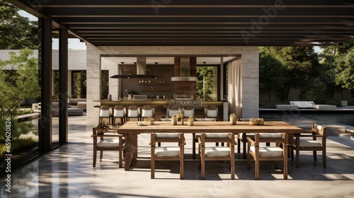 Outdoor dining seamlessly connected indoors. © ZUBI CREATIONS