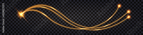 Lightning thunder bolt, electric discharge shock effect. Yellow glowing crack, flash light explosion. Luminous electricity strike collision. Vector illustration, isolated on transparent background