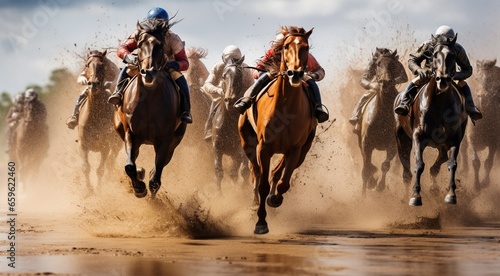 rider on the horse, horse riding in the stadium, horse racing in the desert, close-up of a horse rider, close-up of horse racing, horse in action © Gegham