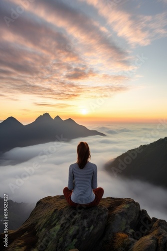 Woman sitting yoga pose on ...