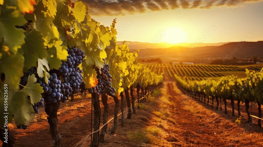 Vineyards at sunset 