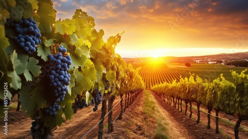 Vineyards at sunset 