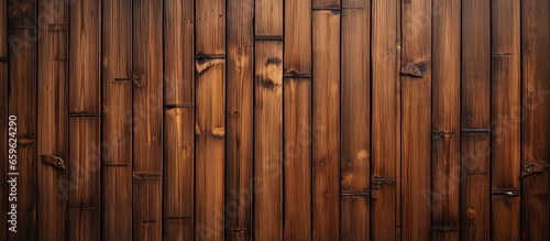 wooden door made of vintage bamboo with handle