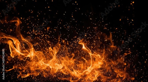 Detail of fire sparks isolated on black background 