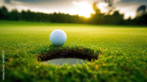 Golf Ball near hole 