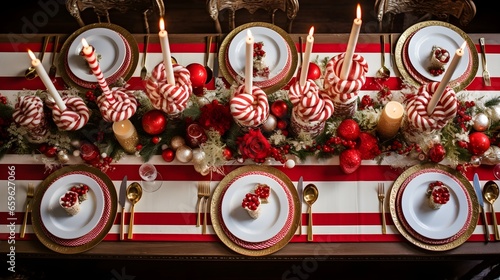 Wallpaper Mural Table decorated with Christmas festive decorations, , party creative image. Torontodigital.ca