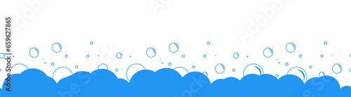 Bubbles soda horizontal seamless pattern. Сarbonated blue water texture