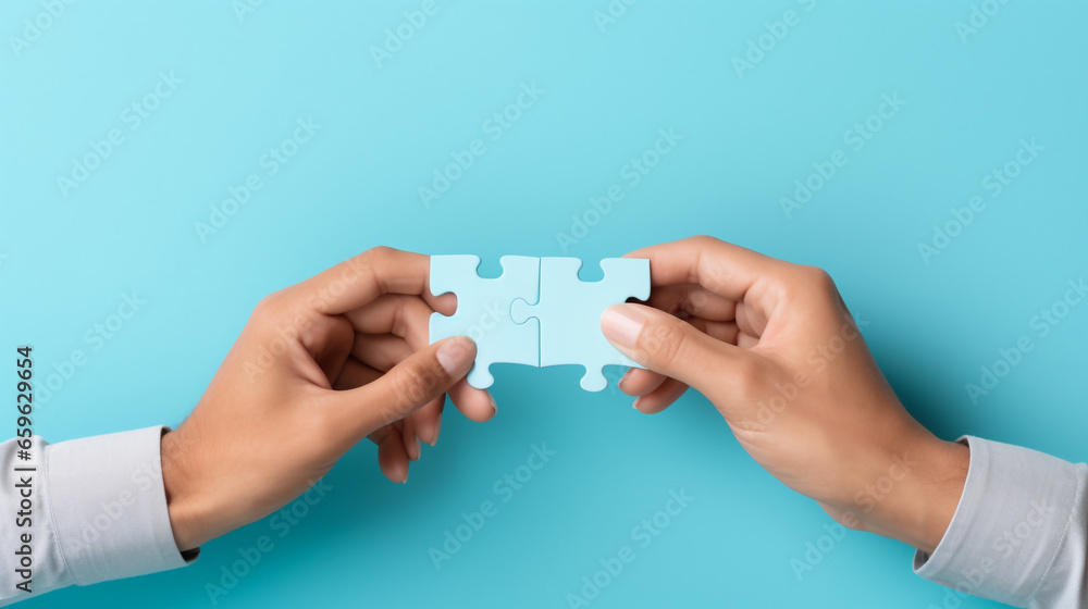 person holding a puzzle - obrazy, fototapety, plakaty 