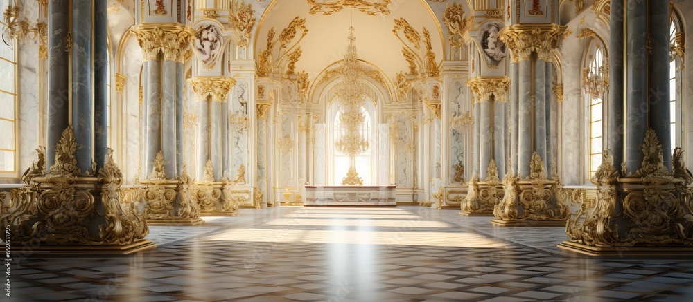Winter Palace interior in St Petersburg Russia - obrazy, fototapety, plakaty 