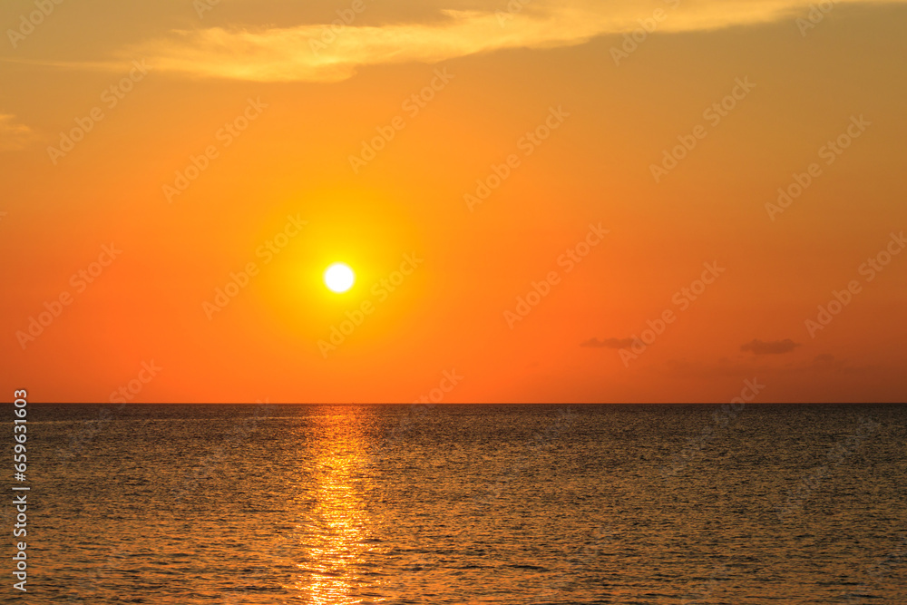 View of the Indian ocean at sunset in Zanzibar, Tanzania - obrazy, fototapety, plakaty 