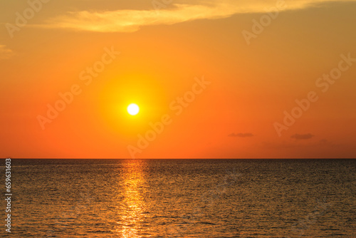 View of the Indian ocean at sunset in Zanzibar, Tanzania © olyasolodenko