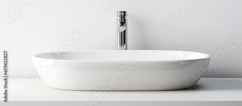 White resin washbasin isolated on a white background