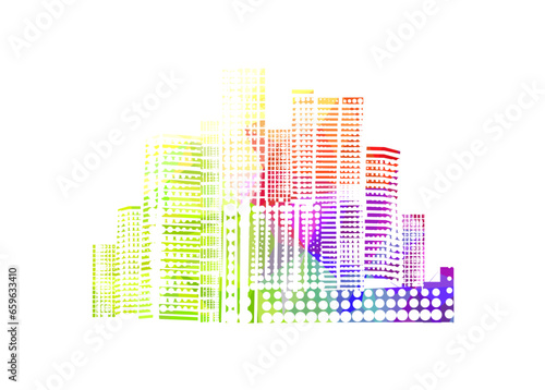 Rainbow City. Abstract object. Vector illustration