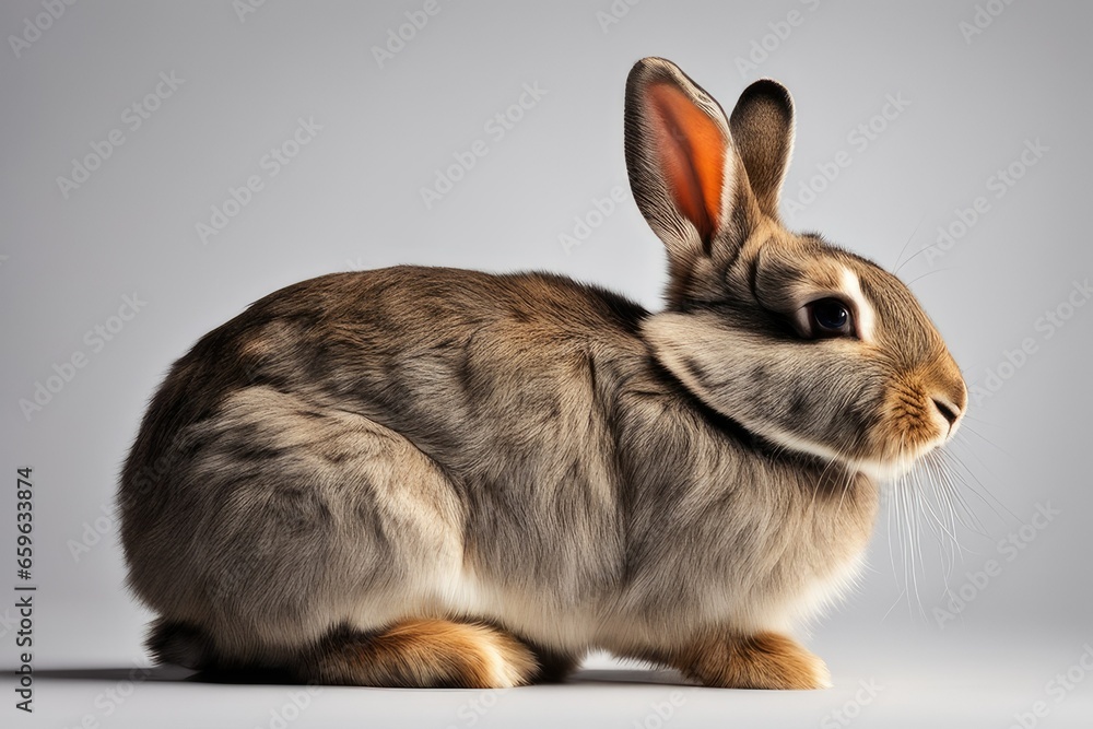 Fototapeta premium bunny profile in studio on light grey background