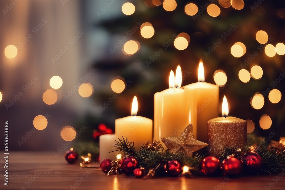 cozy atmospheric blurred background for christmas with candles cozy atmospheric blurred background for christmas with candles