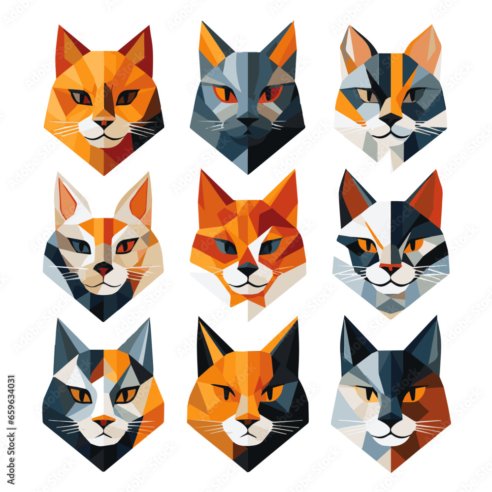 Fototapeta premium illustration cats icon set