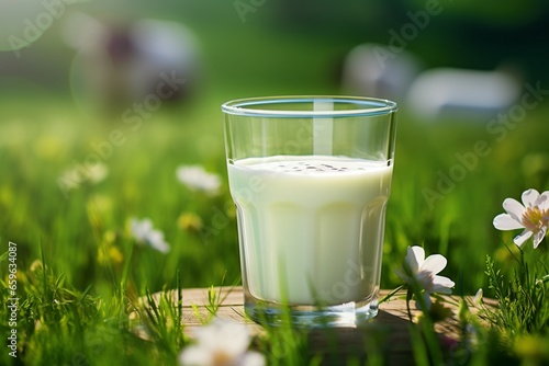 World Milk Day A glass of milk placed gracefully on lush green grass