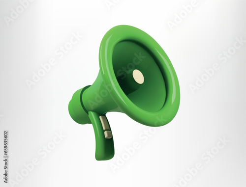 megaphone isolated vector 3d illustration. green megaphone 3D icon