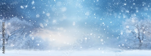 snowfall bokeh icy blue backdrop © 7oanna