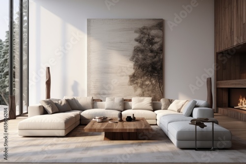 Modern living room interior wth designer touch decoration. Contemporary living space