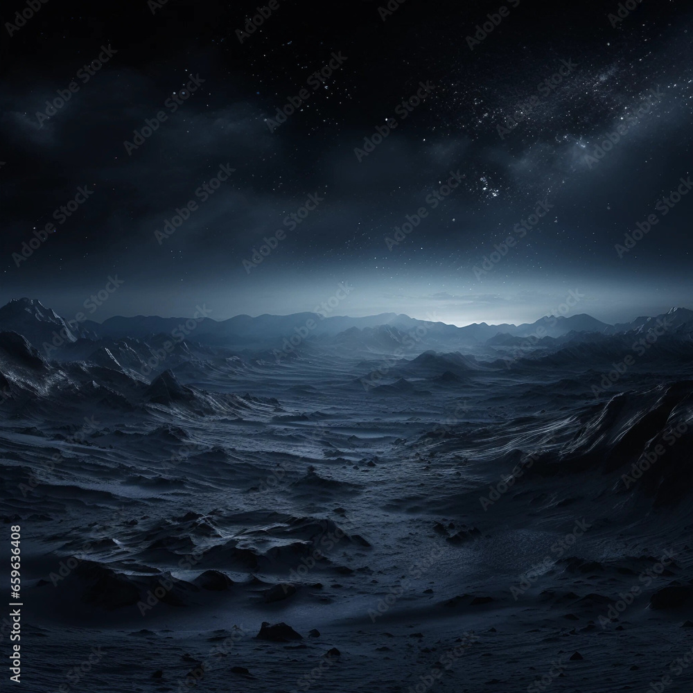 A Barren Science Fiction Landscape with a Glowing Horizon Backdrop