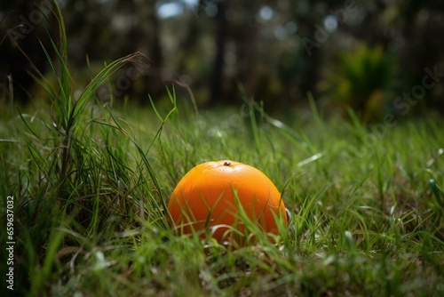 orange vegetable in grassy area. Generative AI