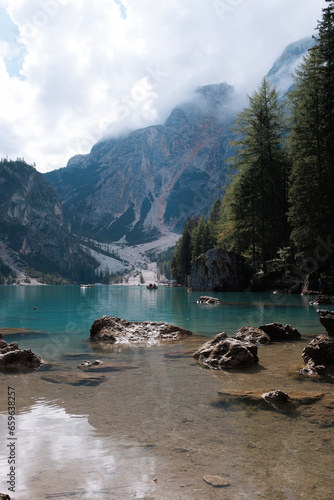 Lago di Braies  also known as Pragser Wildsee  is a breathtaking alpine lake nestled in the heart of the Dolomites  a UNESCO World Heritage site in northern Italy.