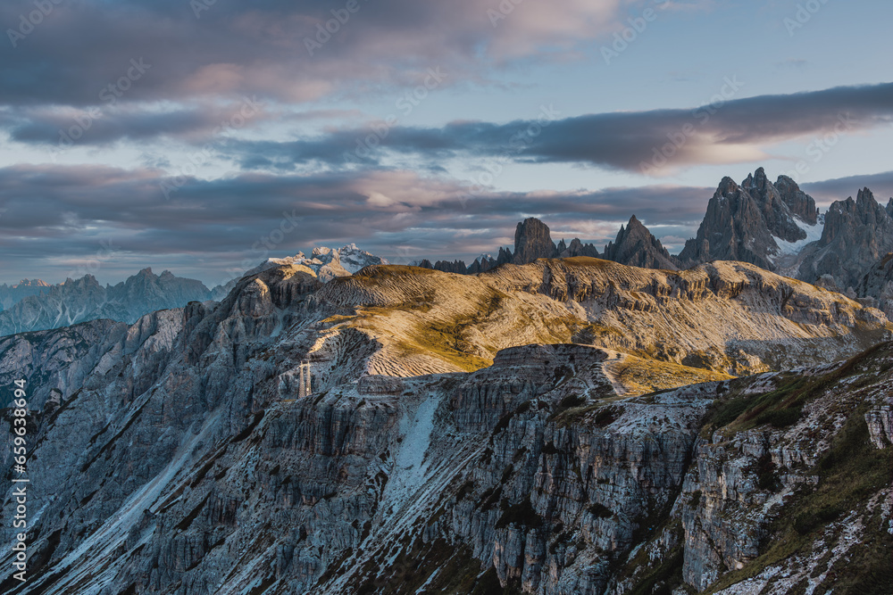 Fototapeta premium The Dolomites are not only a paradise for hikers, climbers, and outdoor enthusiasts but also a UNESCO World Heritage site, celebrated for their exceptional natural beauty and geological significance.