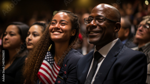 An emotional naturalization ceremony where immigrants become U.S. citizens, celebrating their newfound freedom on this special day photo