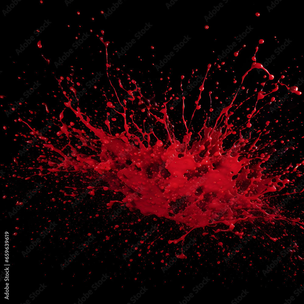 Photo Ketchup, Blood, Red liquid Splashing on dark background