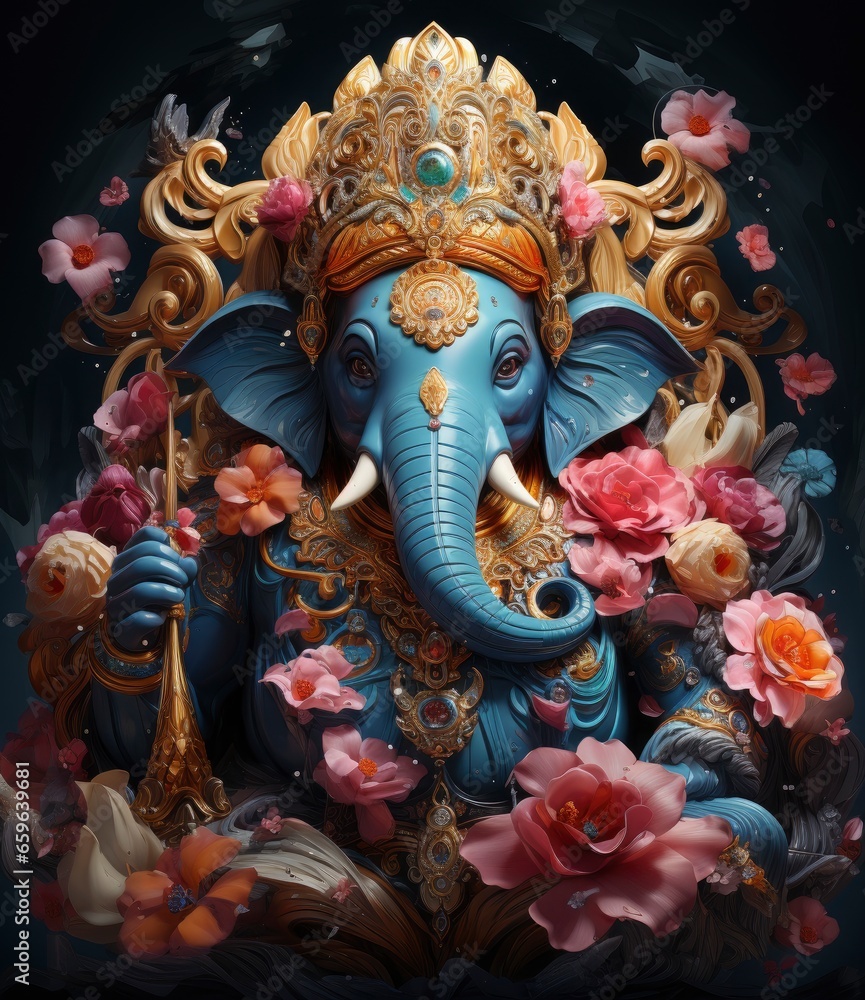Fototapeta premium illustration of Lord Ganpati background for Ganesh Chaturthi.
