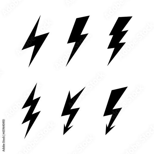 Set of Lightning Bolt Vector Icon